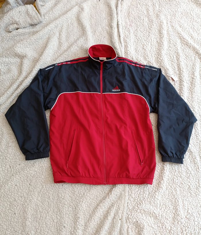 Veste coupe-vent Adidas vintage rouge et noire - années 2000 vintage