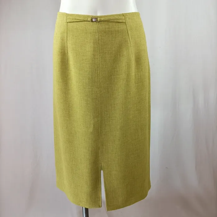 Ensemble jupe et veste Mafecco vert anis, coupe droite, tissu texturé, taille 42 A1209 - photo numéro 11