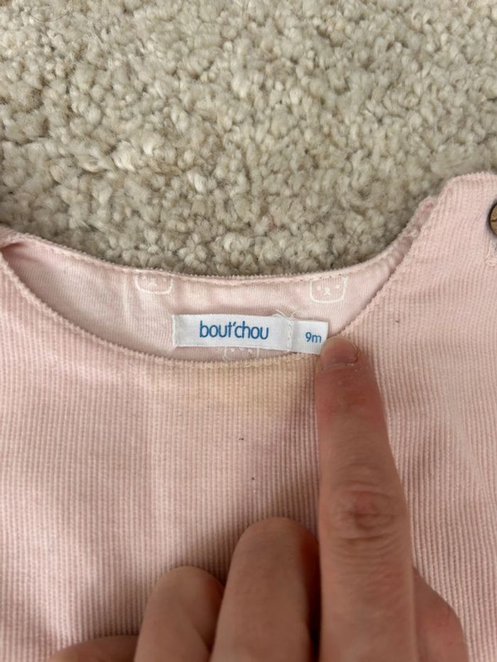 Joli salopette / combinaison sans manche en velours rose pale - boutchou - 9 mois - photo numéro 2