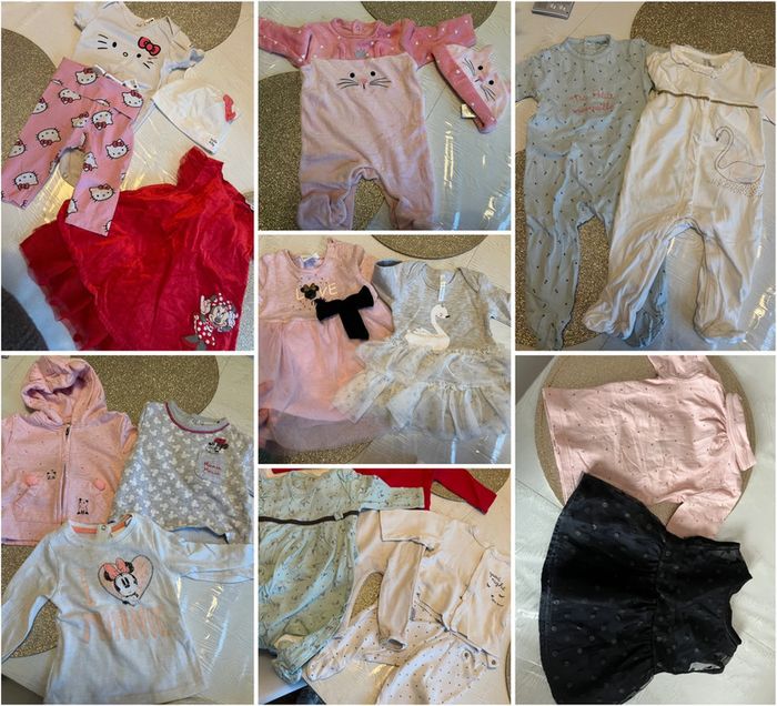 Lot bébé fille 45 pièces 1 à 12 mois