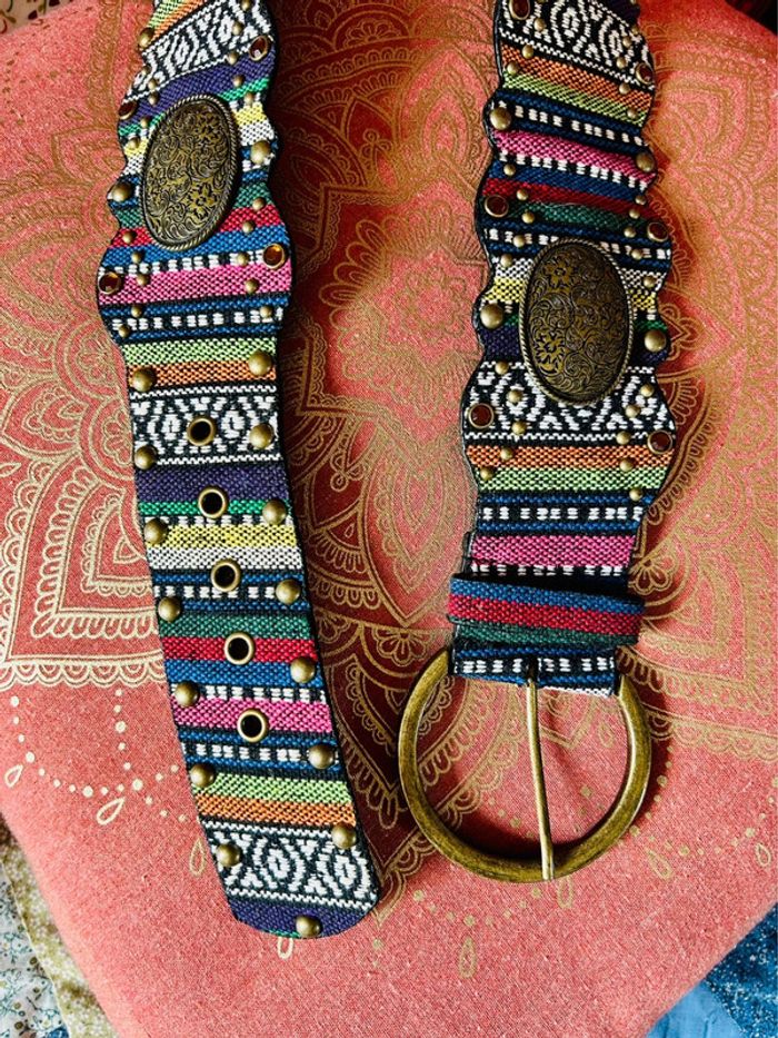 🌺🌿Ceinture ethnique folk hippie boho multicolore colorful woven belt Andean style🌿🌺 - photo numéro 7