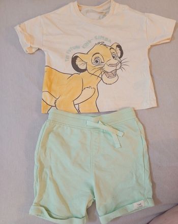 Ensemble t'shirt et short roi lion Disney taille 9-12mois