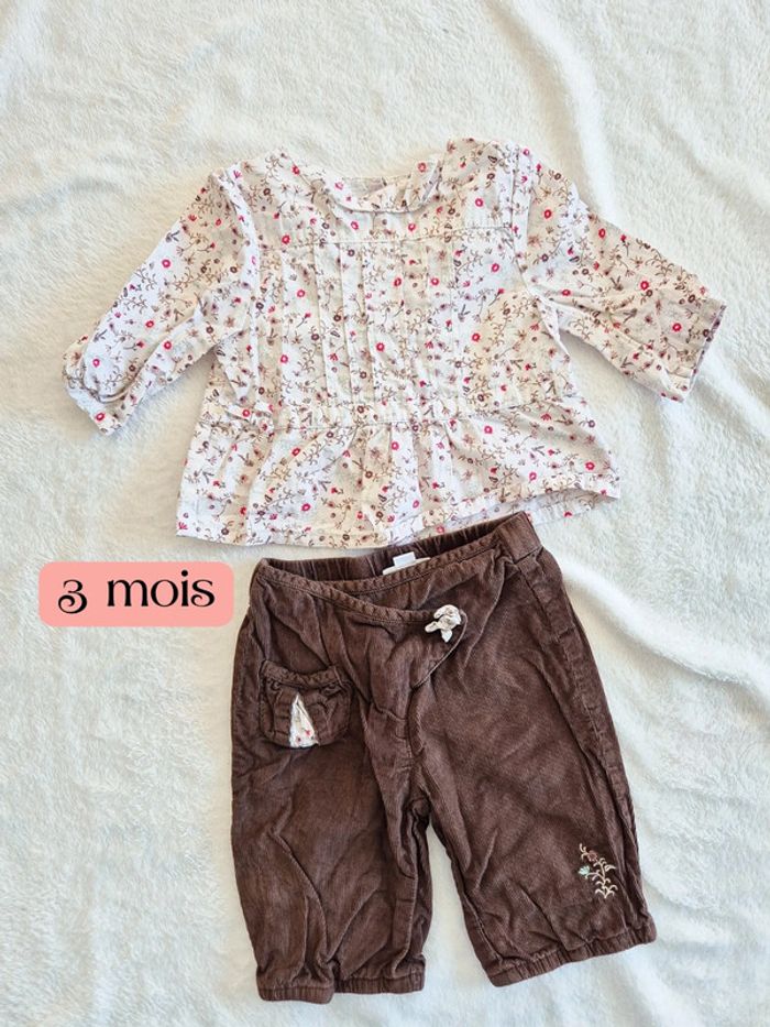 Ensemble fleuri 3 mois vertbaudet