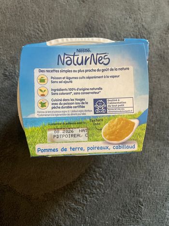 Purée dès 6 mois pomme de terre poireaux cabillaud