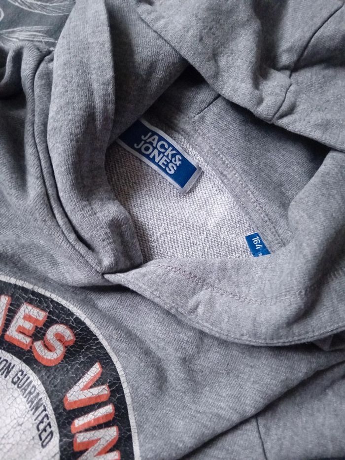Sweat à capuche gris 14 ans Jack&Jones - photo numéro 4