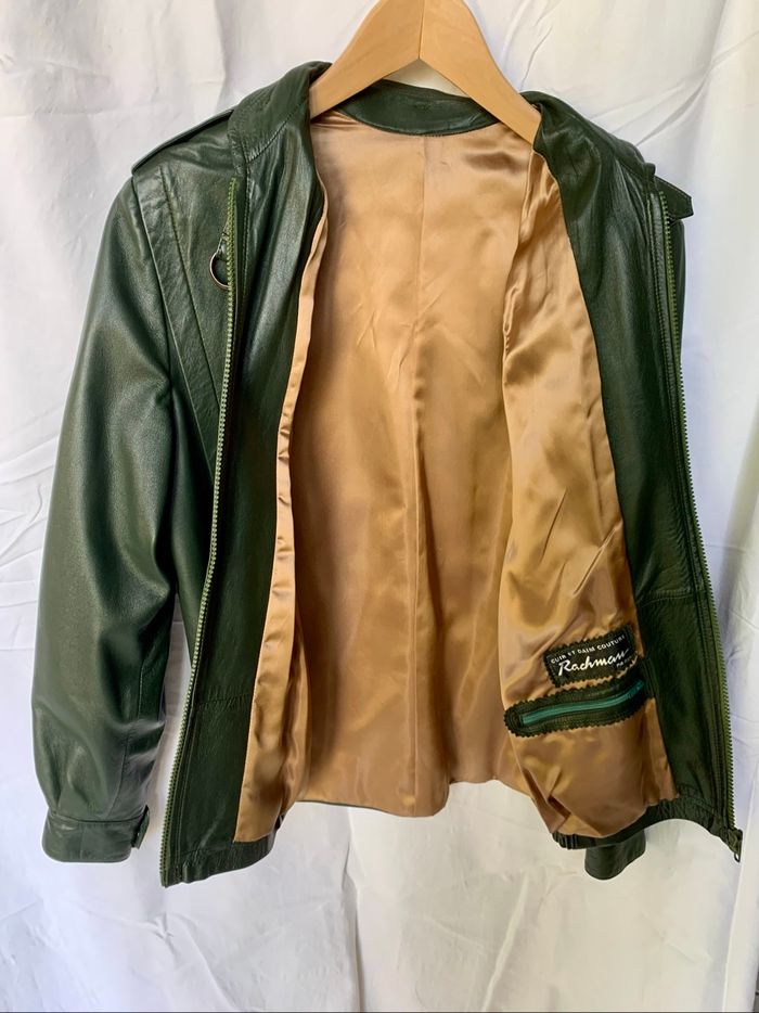 Veste vintage en cuir vert - photo numéro 6