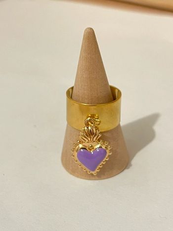 Bague acier inoxydable cœur flammes ajustable