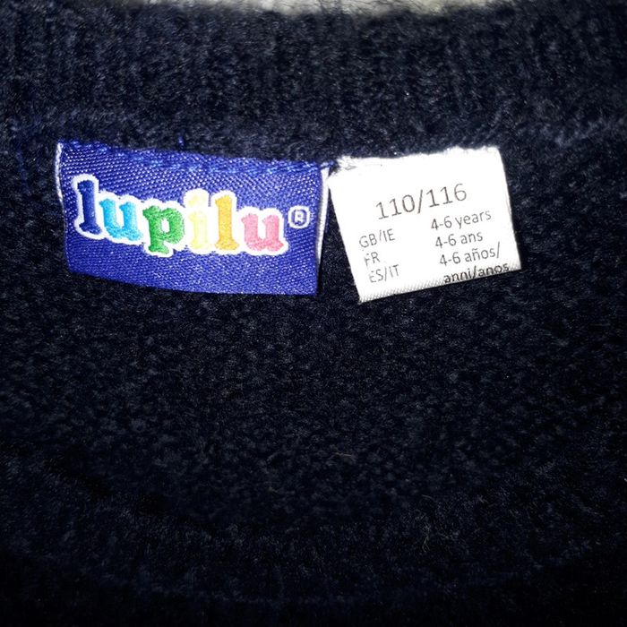 Pull fille Lupilu 4-6 ans bleu marine avec ourson - photo numéro 4