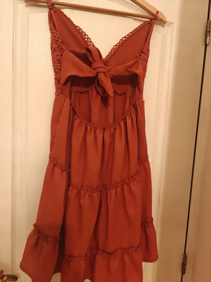 Robe à bretelles ton corail - photo numéro 2