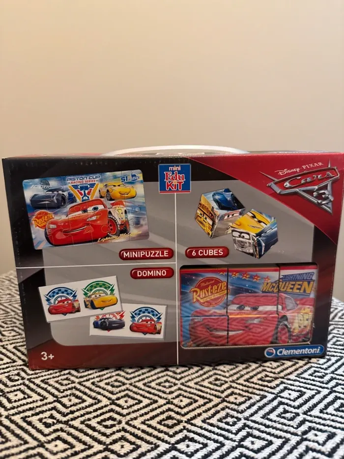 Clémentoni - Edukit 4 en 1 - Cars 3 - Mémo, Domino, Puzzle et Cubes  -3 ans et +