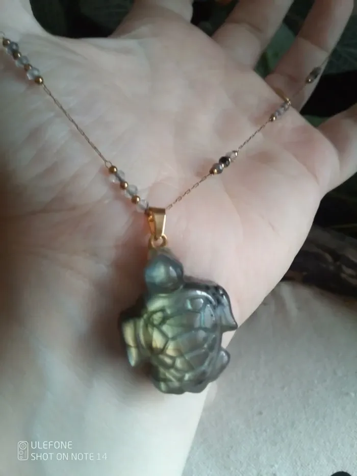 Collier tortue en labradorite naturelle - photo numéro 3