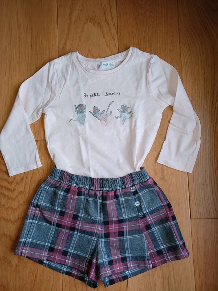 Ensemble short à carreaux et T-shirt à motifs