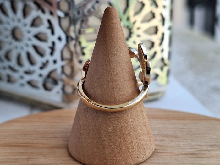 Bague Ouverte réglable en feuille Doré minimaliste, feuille en nacre blanche, feuille de Dainty - photo numéro 3