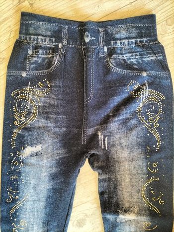Legging style jean délavé et strass