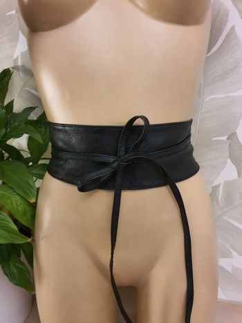 Ceinture simili cuir Obi noir