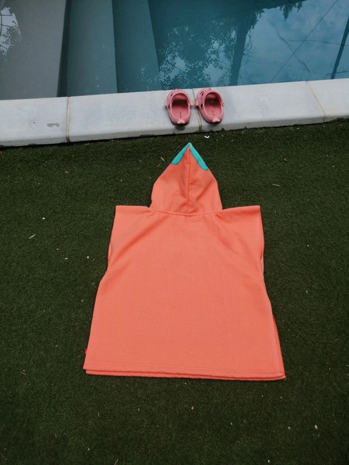 Poncho de bain enfant Funky motif hippocampe bleu et orange 50xH80cm - photo numéro 2