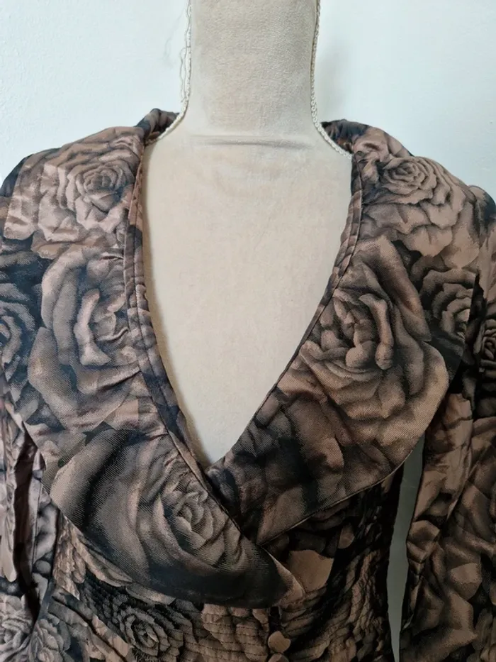 Veste armani collezioni fleurie marron et noir taille 44 - photo numéro 4