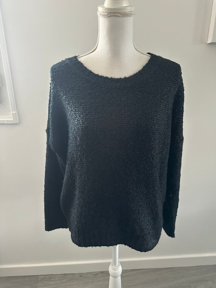 Pull oversize en maille huilée noire T38/40 M/L