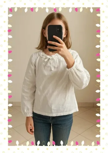 Chemise blanche élégante C de C – Taille 10 ans, enfant fille