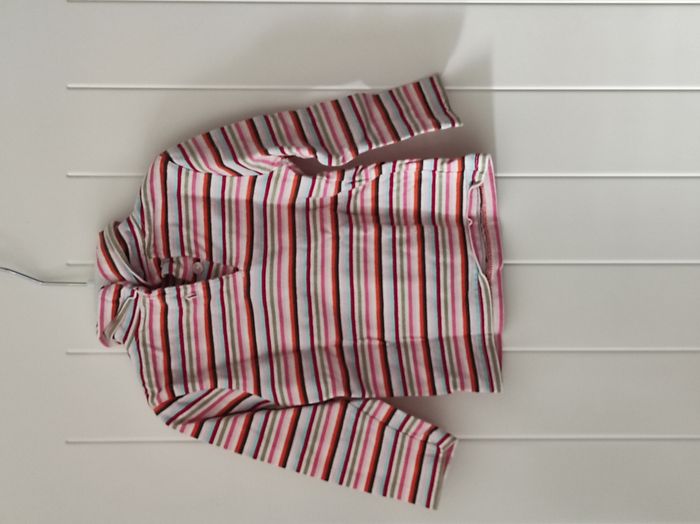 Sous-pull bébé fille 12 mois – rayé blanc et multicolore - photo numéro 3