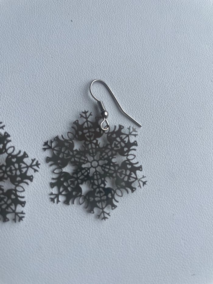 Boucles d’oreilles flocons acier inoxydable - photo numéro 3