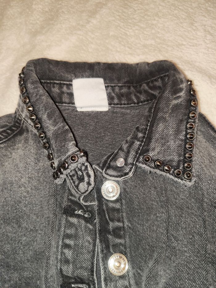 Veste en jean noir fille Zara - photo numéro 4