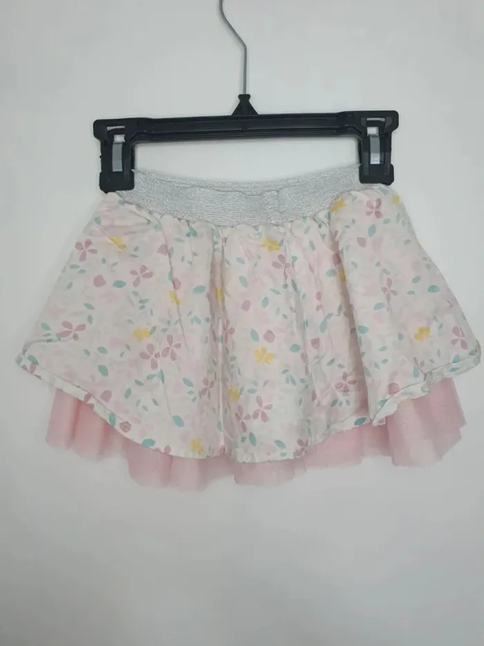 Jupe blanche fleurs rose tulle taille 2 à 3 ans - photo numéro 3