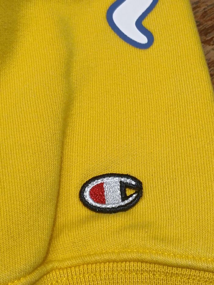 Sweat à capuche Champion color block bleu jaune – taille M - photo numéro 8