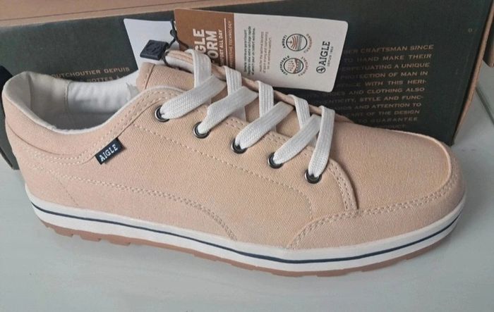 Aigle baskets été en toile beige P.41 neuves - photo numéro 2