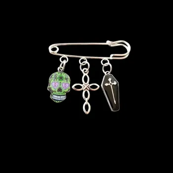 Broche épingle à nourrice breloques gothique 💀