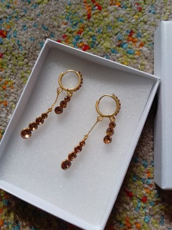 Boucles d'oreilles bohèmes zircons café