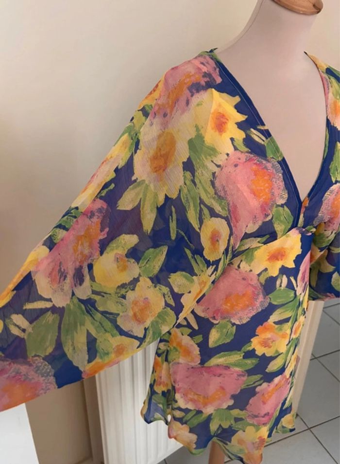 Robe d’été fleurie, bleue, Asos - photo numéro 3