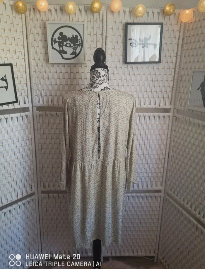 💕Jolie Robe trapèze Etam Motifs fantaisie vert pâle et écru - femme Taille 38 (M)💕 - photo numéro 2
