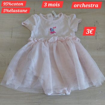 Robe avec body intégré fille 3 mois 