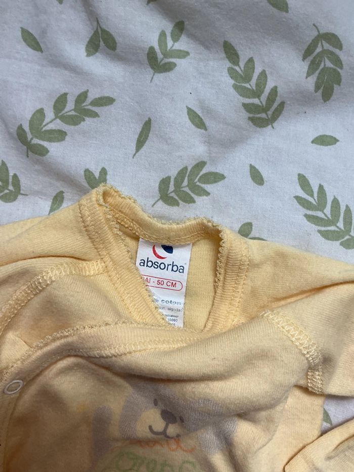 body manches longues jaune absorba ouverture devant 0 mois - photo numéro 4
