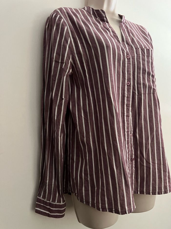 Chemise ichi taille 38 rayures prune blanche