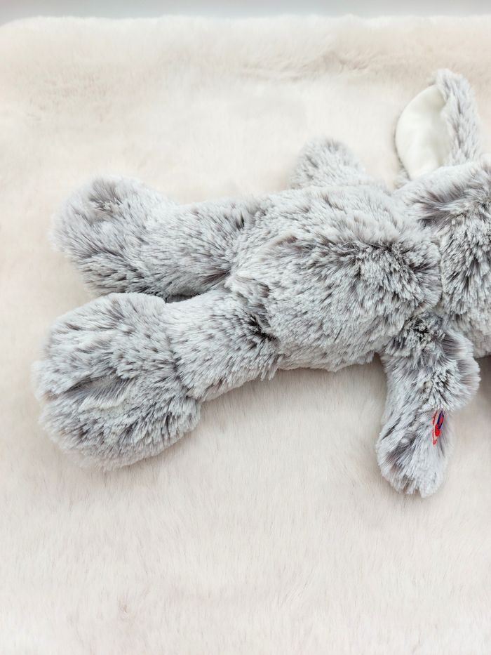 Peluche doudou lapin gris chiné blanc rouge Kaloo 25 cm sans les oreilles coeur - photo numéro 7