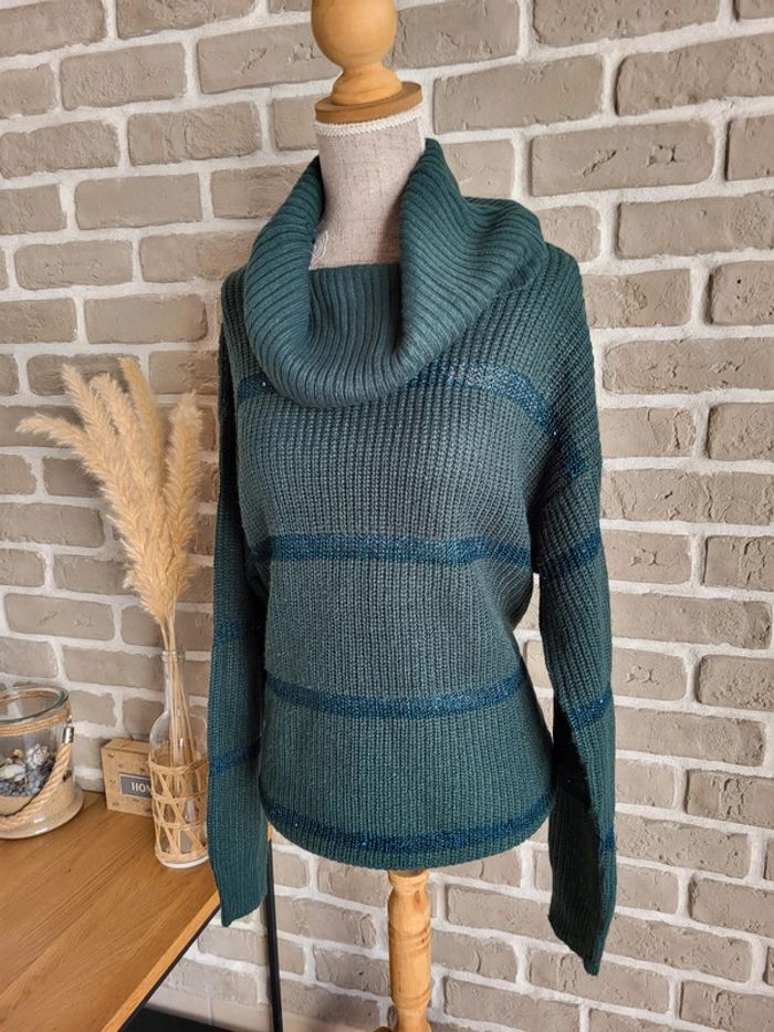Pull col châle vert sapin - Beloved - Casual chic - photo numéro 5
