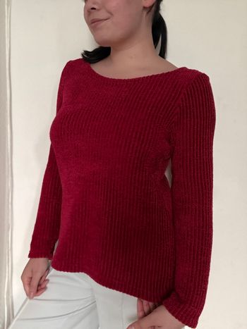 Pull rouge avec nœud dos taille 36 - top chic original - excellent état