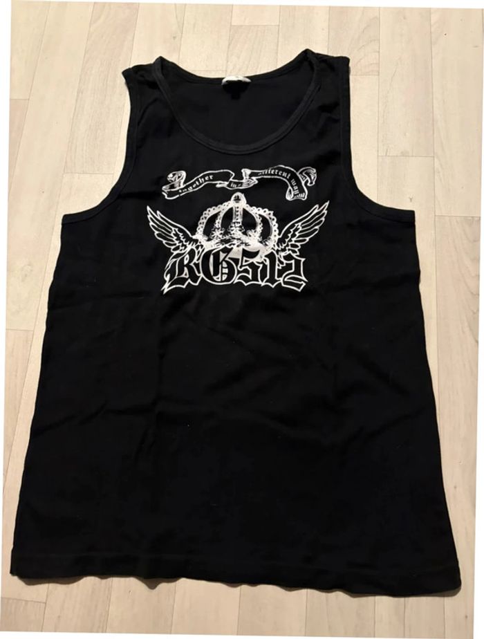 Débardeur noir RG512 taille XL avec motif blanc très bon état