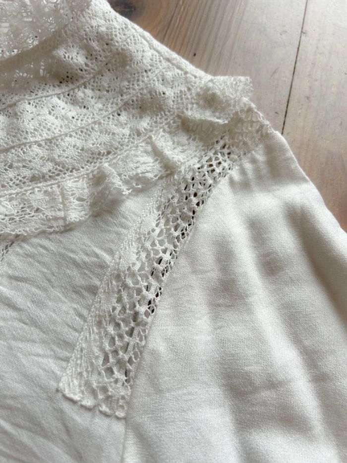 Blouse chemise blanche maje dentelle T3 - photo numéro 4