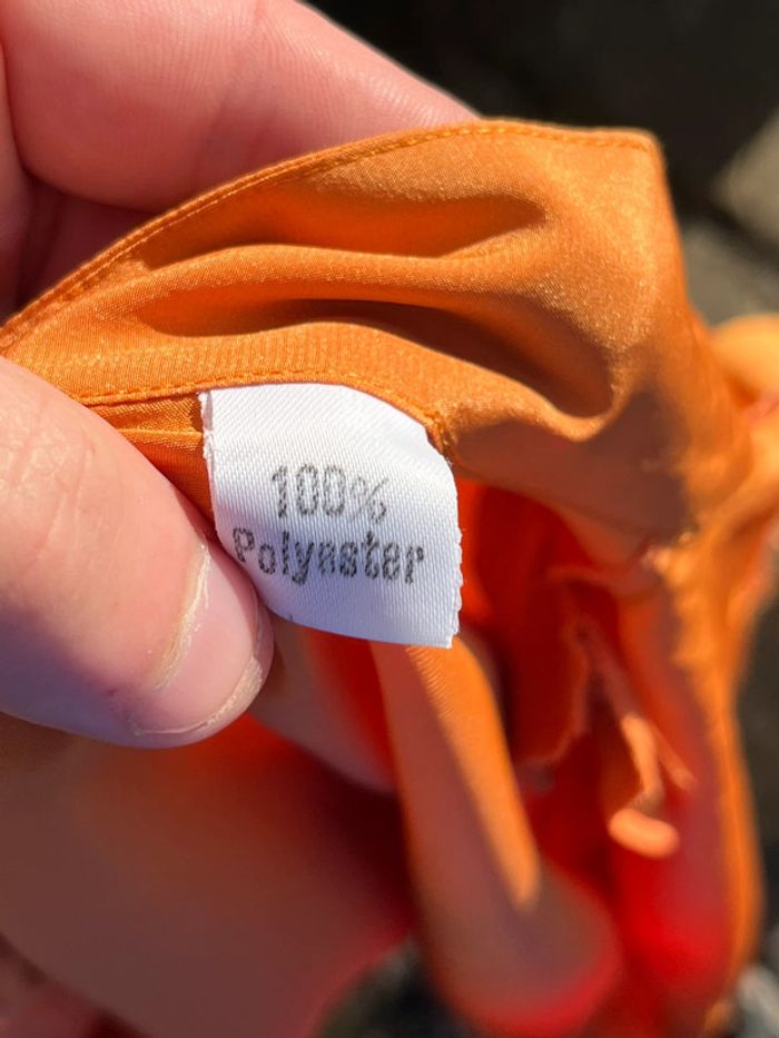 Chemise fluide manches longues bouffantes et épaulettes - orange satiné - photo numéro 13