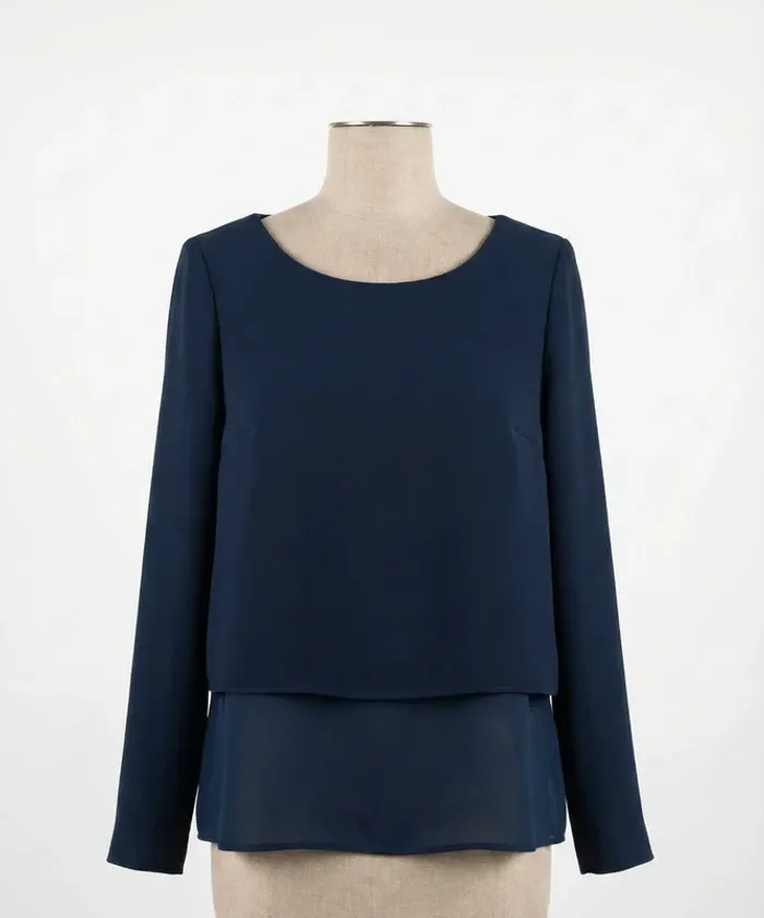 Blouse / Top Chic Bleu Marine Effet Superposé Karl Marc John - Taille XS