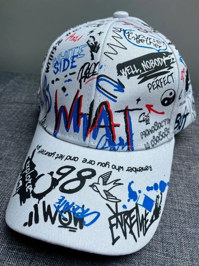Casquette de baseball Hip Hop Cap Print Pop Art Snapback réglable ajustable Whte NЕUF