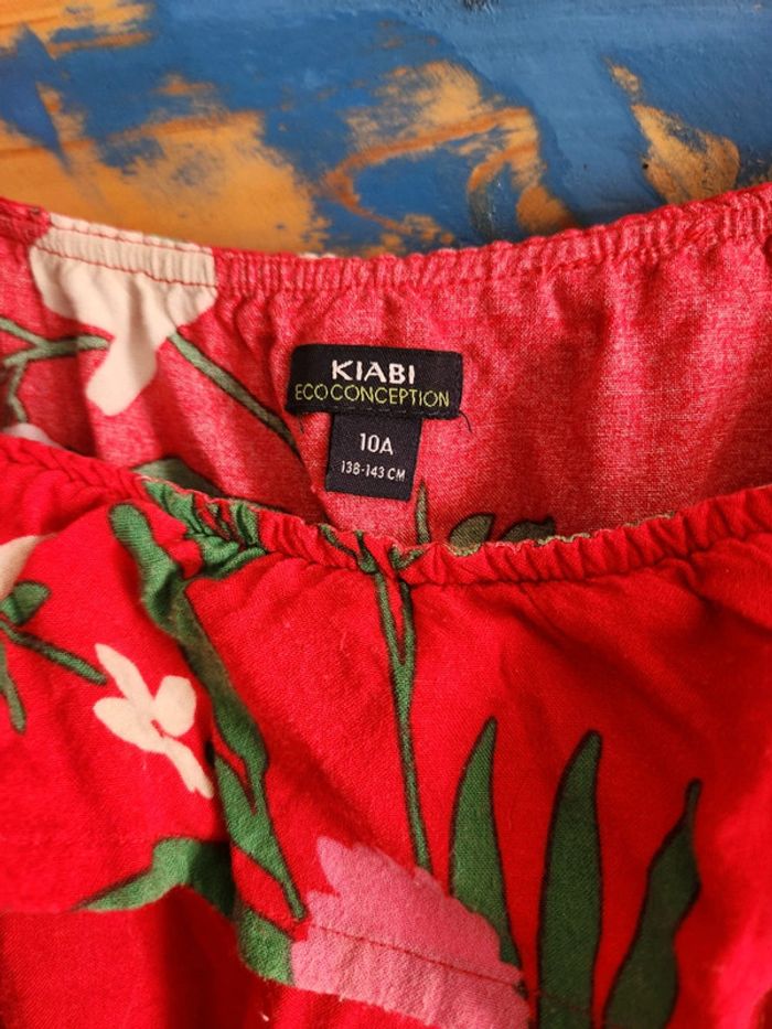 Robe rouge à fleurs et volants kiabi 10ans - photo numéro 3
