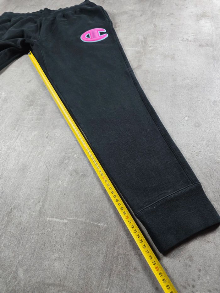 Pantalon jogging Champion vintage noir logo brodé rose taille Xl - photo numéro 10