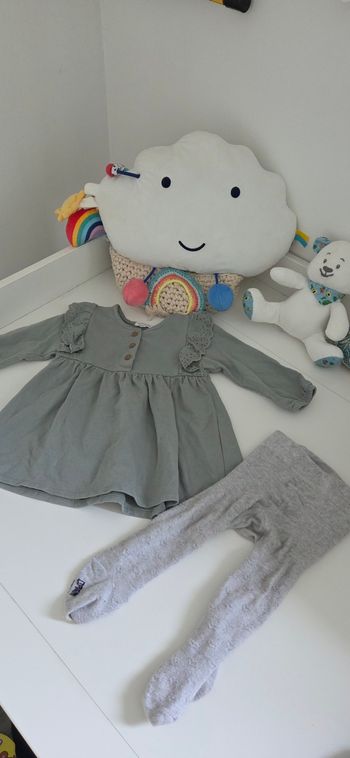 Robe vert pâle manches longues Vertbaudet 12 mois