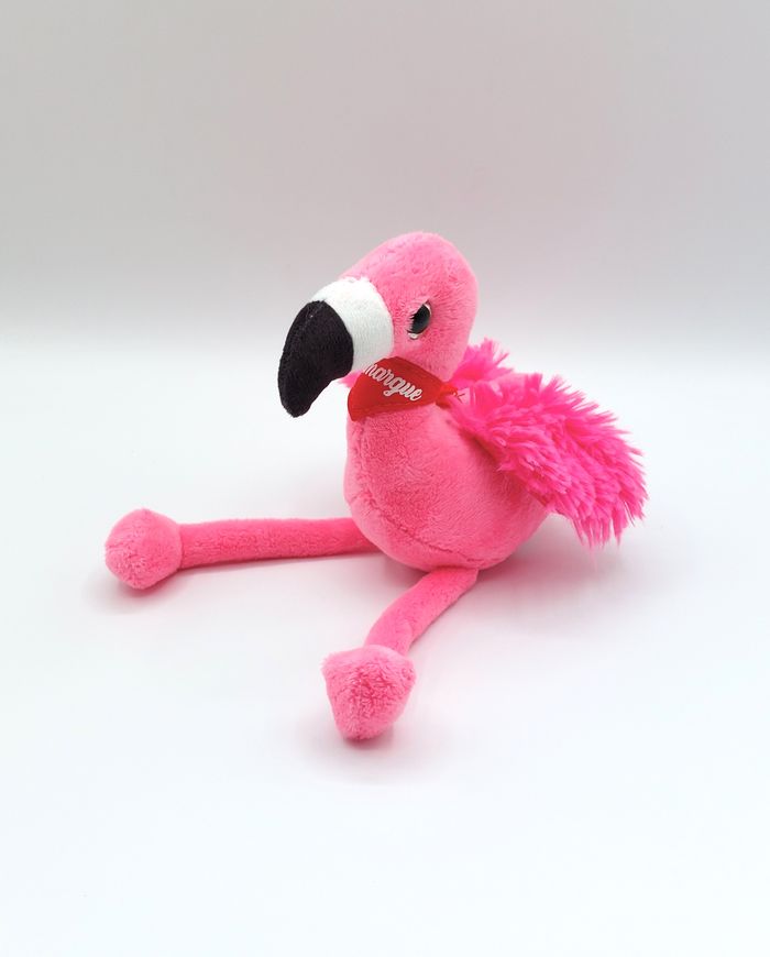 Peluche doudou flamand rose RODA Camargue bandana rouge 22 cm - photo numéro 3