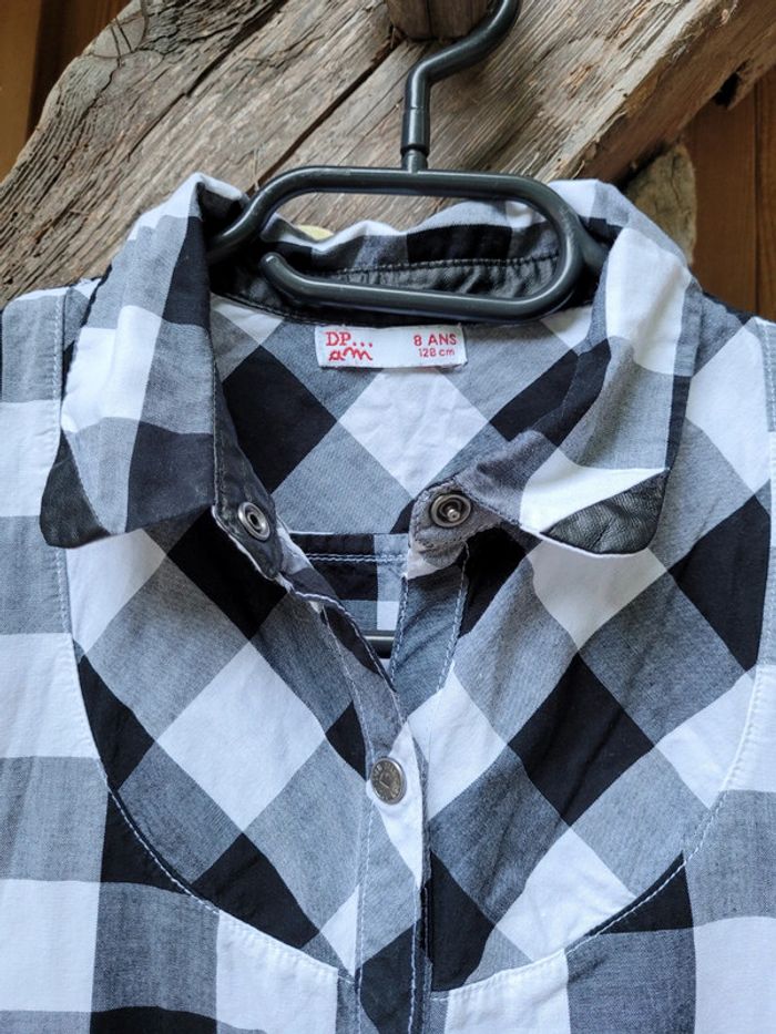Superbe chemise à carreaux noire et blanche, sans manche, Du Pareil Au Même - photo numéro 3