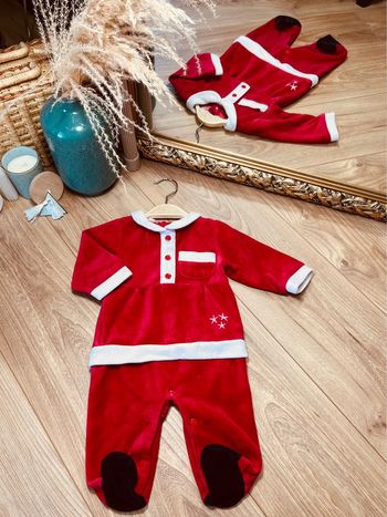 Taille 3 mois pyjama de Noël velours garçon Tissaia rouge et blanc 💙